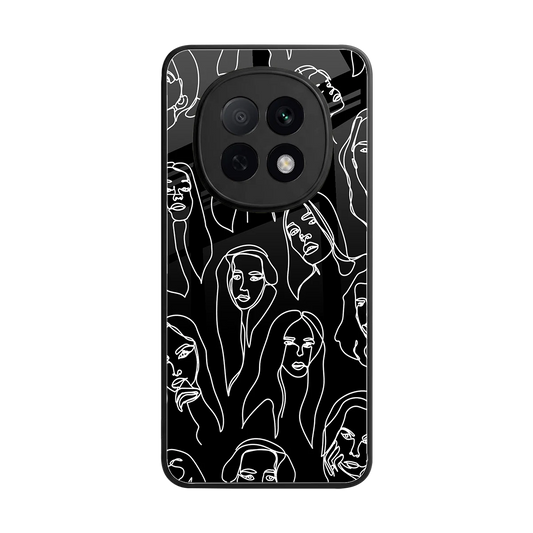 Many Faces Black back phone cover | glass case for oppo f29 pro 5g