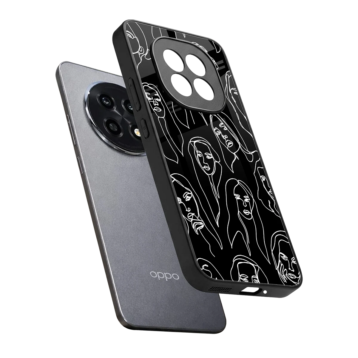 Many Faces Black sleek oppo f29 pro 5g cover with tempered glass back and TPU edges