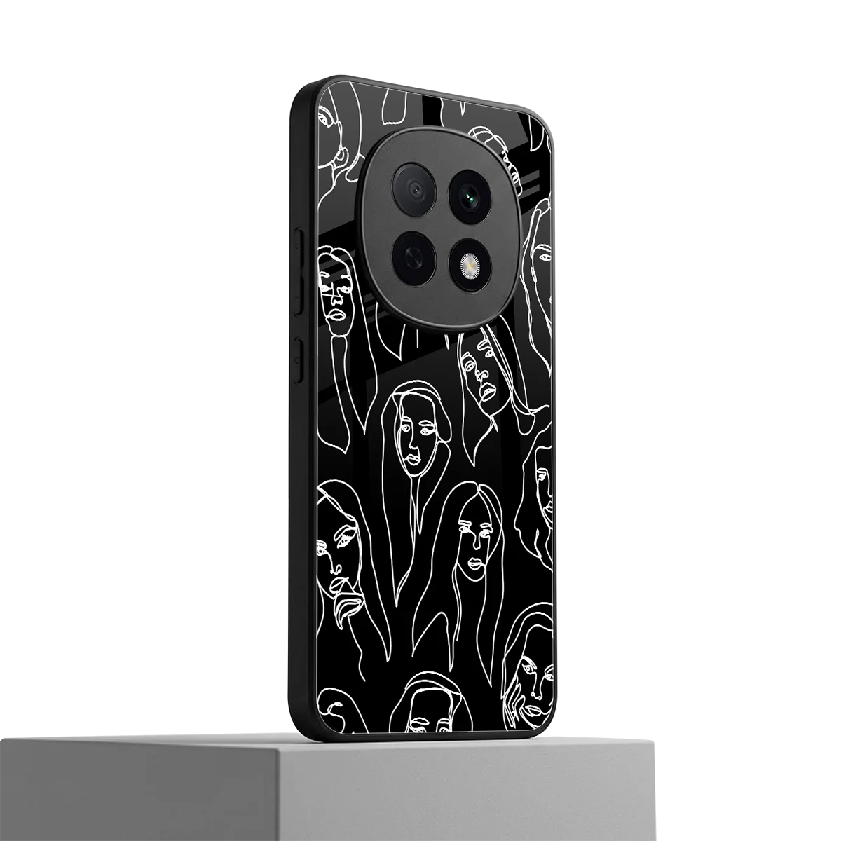 Many Faces Black oppo f29 pro 5g mobile cover | shockproof glass phone case