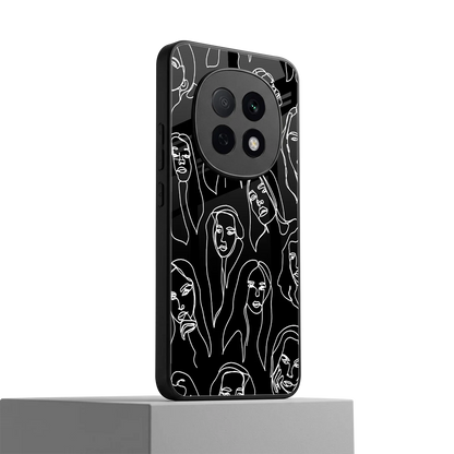Many Faces Black oppo f29 pro 5g mobile cover | shockproof glass phone case