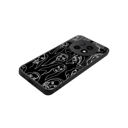 Many Faces Black stylish phone case for oppo f29 pro 5g | glossy glass and slim fit