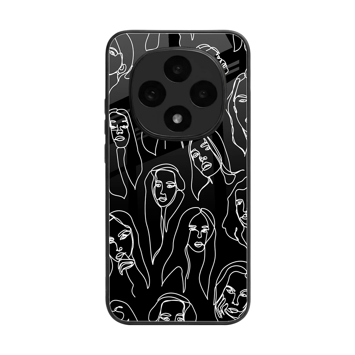 Many Faces Black back phone cover | glass case for oppo f31 pro 5g