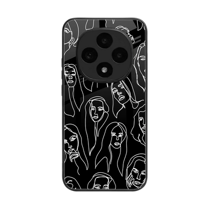 Many Faces Black back phone cover | glass case for oppo f31 pro 5g