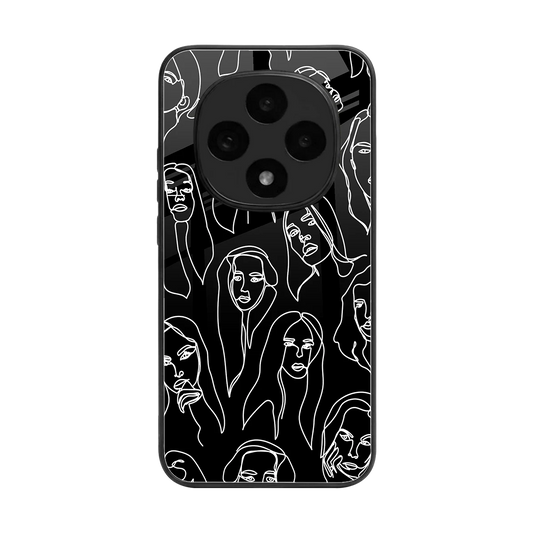 Many Faces Black back phone cover | glass case for oppo f31 pro 5g