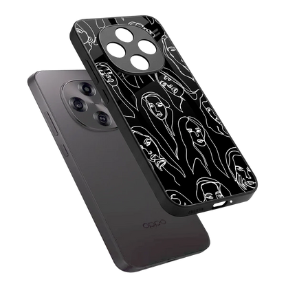 Many Faces Black sleek oppo f31 pro 5g cover with tempered glass back and TPU edges