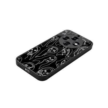 Many Faces Black stylish phone case for oppo f31 pro 5g | glossy glass and slim fit