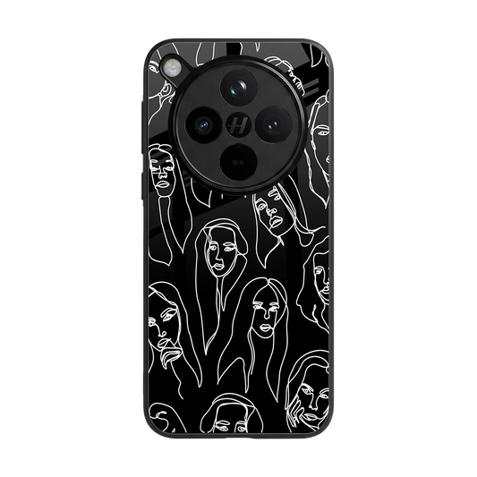 Many Faces Black back phone cover | glass case for oppo find x8