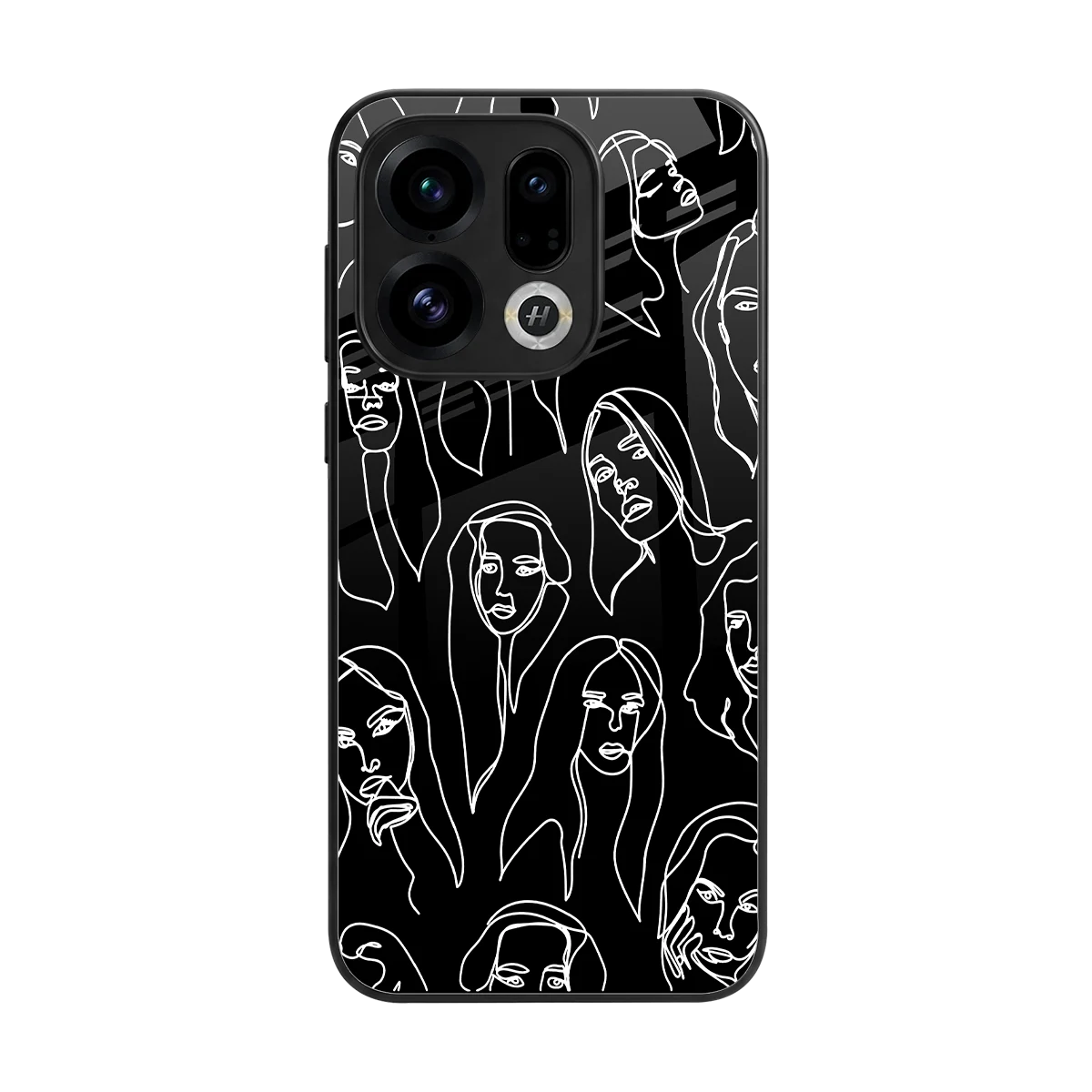 Many Faces Black back phone cover | glass case for oppo find x9