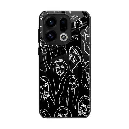 Many Faces Black back phone cover | glass case for oppo find x9