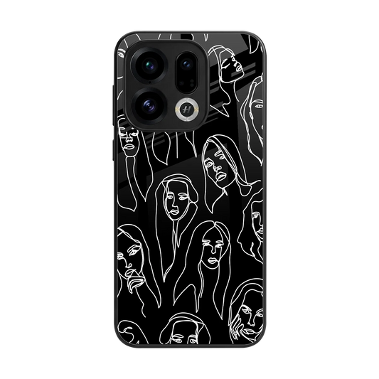 Many Faces Black back phone cover | glass case for oppo find x9