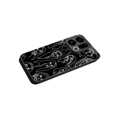 Many Faces Black stylish phone case for oppo find x9 | glossy glass and slim fit