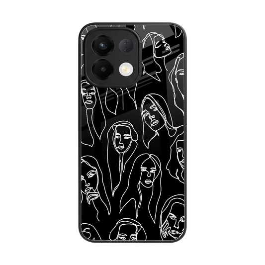 Many Faces Black back phone cover | glass case for oppo k13 5g