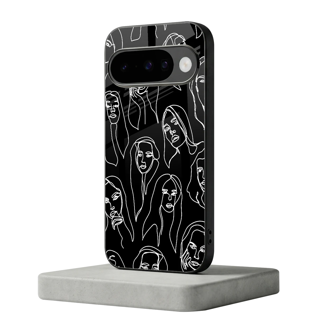 Many Faces Black google pixel 10 mobile cover | shockproof glass phone case