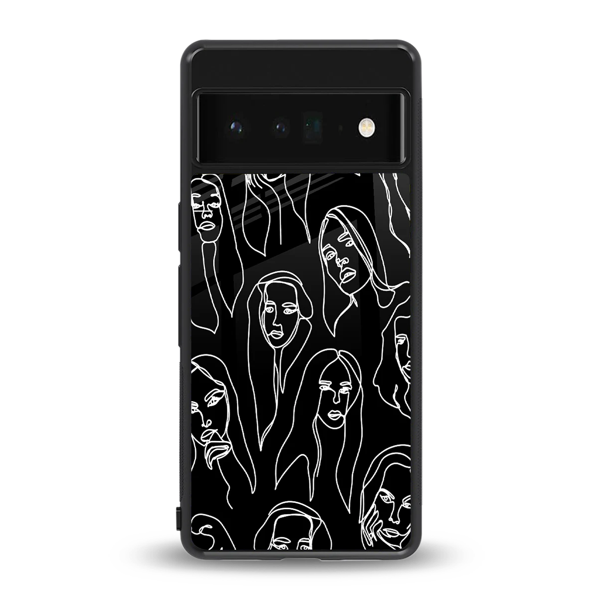 Many Faces Black back phone cover | glass case for google pixel 6 pro