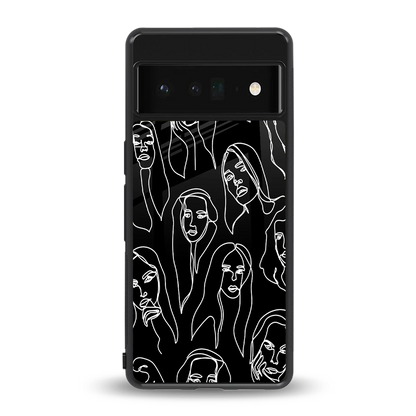Many Faces Black back phone cover | glass case for google pixel 6 pro