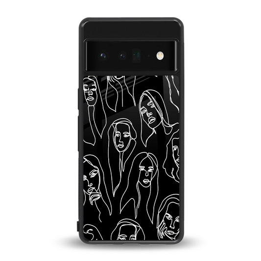 Many Faces Black back phone cover | glass case for google pixel 6 pro