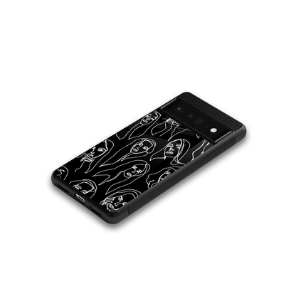 Many Faces Black google pixel 6 pro mobile cover | shockproof glass phone case