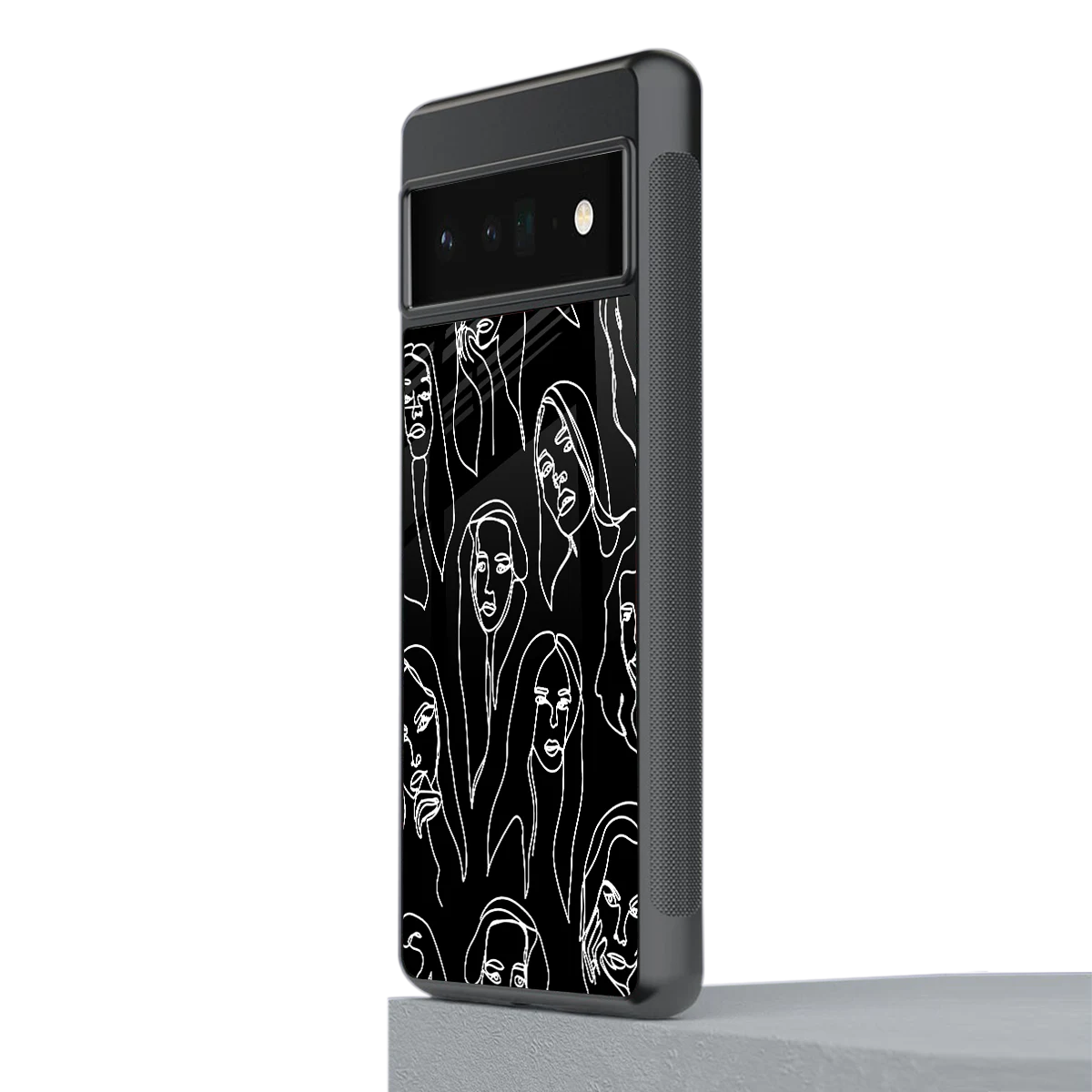 Many Faces Black stylish phone case for google pixel 6 pro | glossy glass and slim fit