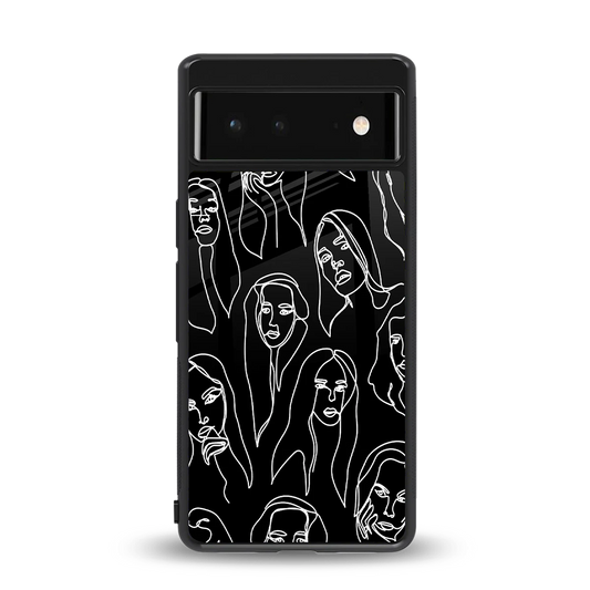 Many Faces Black back phone cover | glass case for google pixel 6