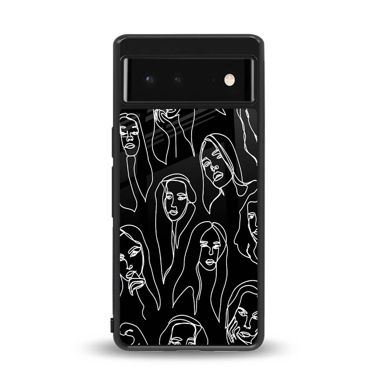 Many Faces Black back phone cover | glass case for google pixel 6a