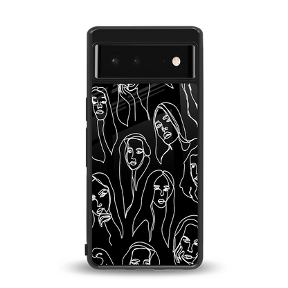 Many Faces Black back phone cover | glass case for google pixel 6a