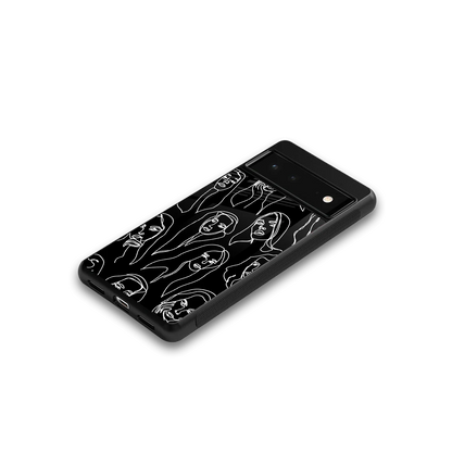 Many Faces Black google pixel 6a mobile cover | shockproof glass phone case