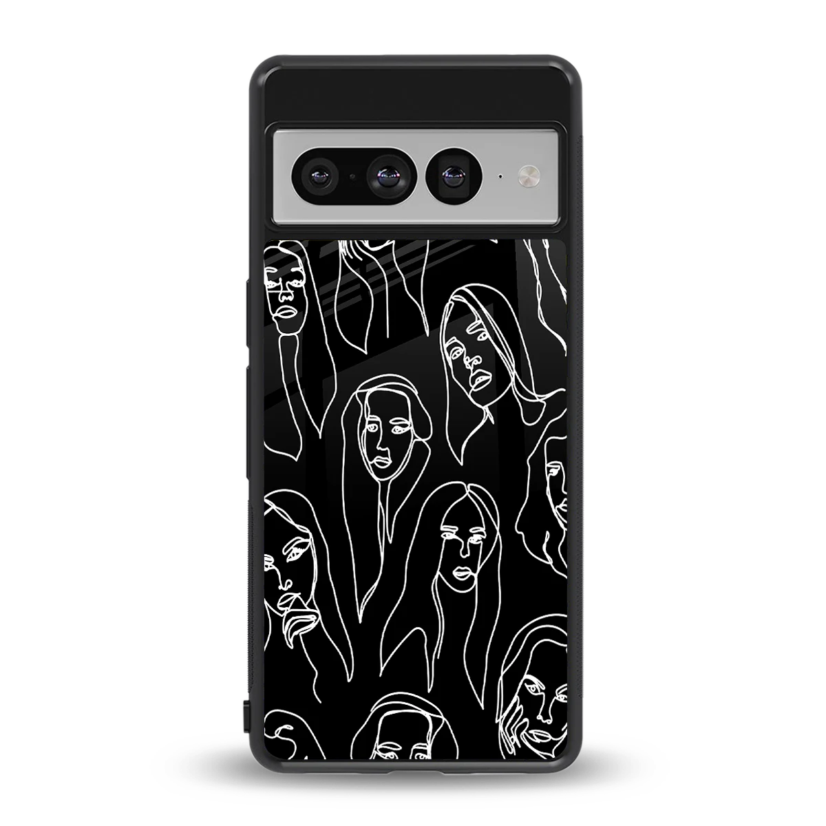 Many Faces Black back phone cover | glass case for google pixel 7 pro