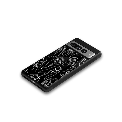 Many Faces Black google pixel 7 pro mobile cover | shockproof glass phone case