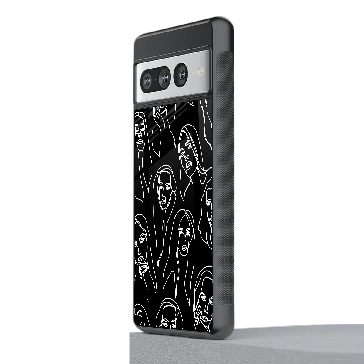 Many Faces Black stylish phone case for google pixel 7 pro | glossy glass and slim fit