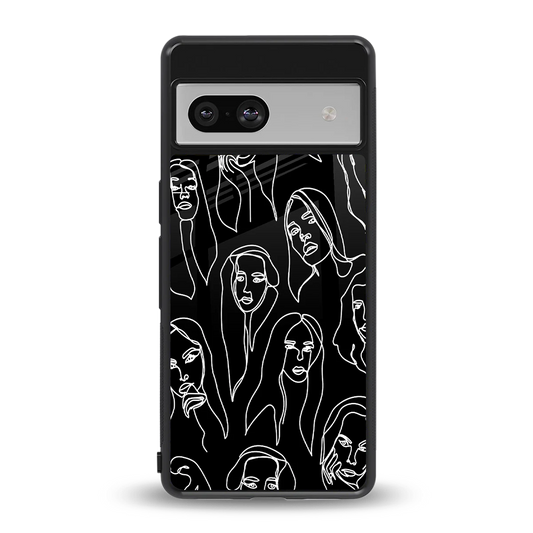 Many Faces Black back phone cover | glass case for google pixel 7a