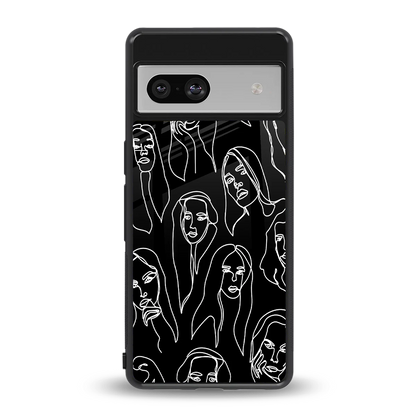 Many Faces Black back phone cover | glass case for google pixel 7