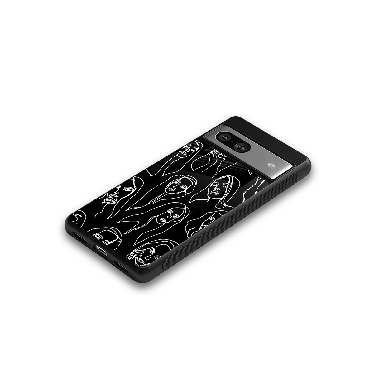 Many Faces Black google pixel 7a mobile cover | shockproof glass phone case