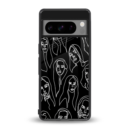 Many Faces Black back phone cover | glass case for google pixel 8 pro