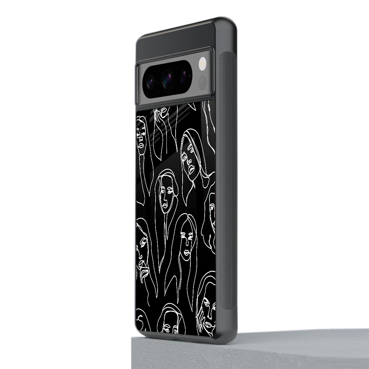 Many Faces Black stylish phone case for google pixel 8 pro | glossy glass and slim fit