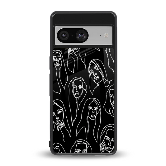Many Faces Black back phone cover | glass case for google pixel 8