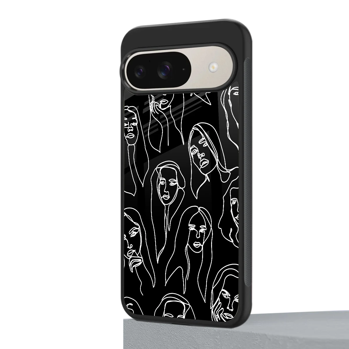 Many Faces Black google pixel 9 mobile cover | shockproof glass phone case