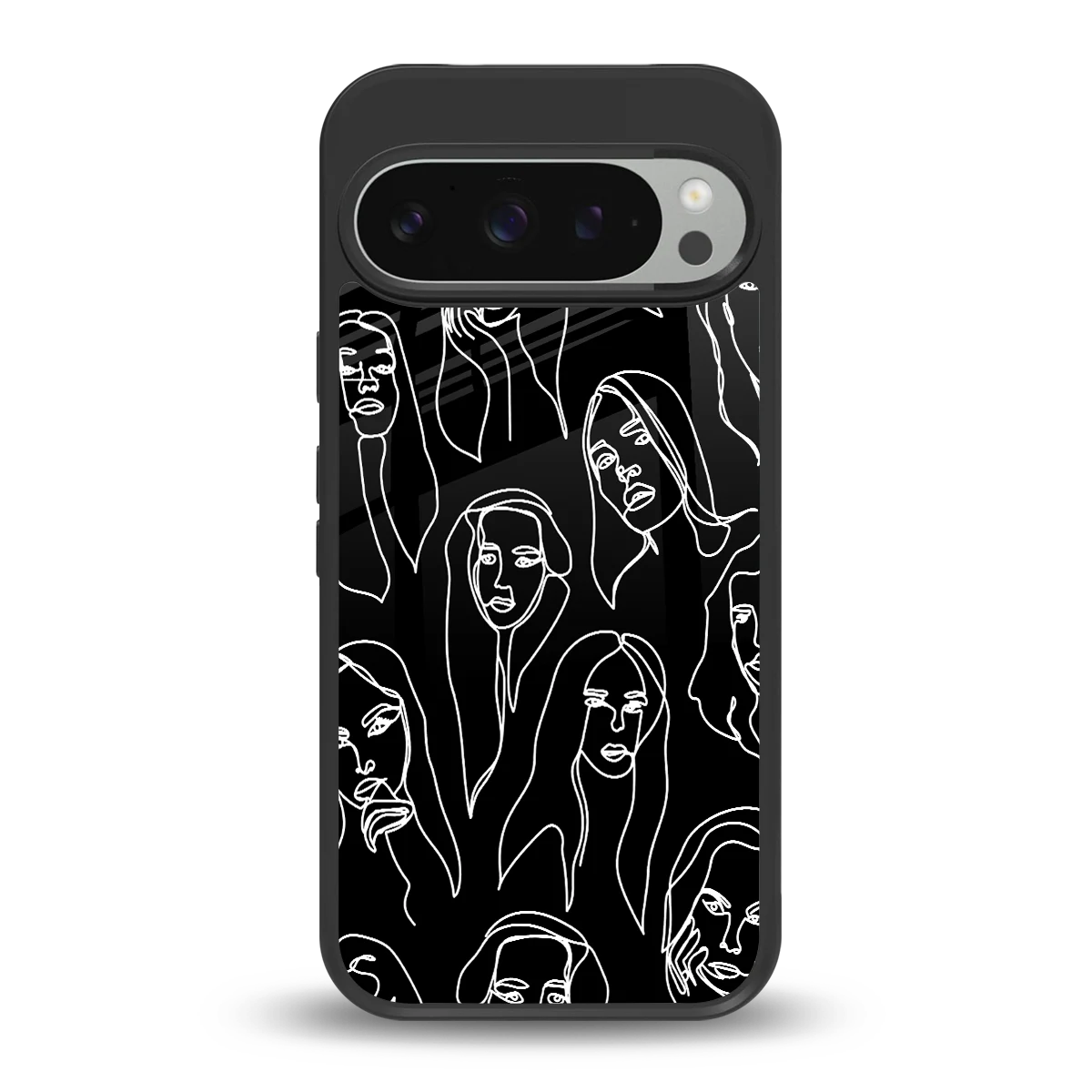 Many Faces Black back phone cover | glass case for google pixel 9 pro