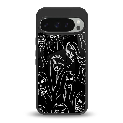 Many Faces Black back phone cover | glass case for google pixel 9 pro