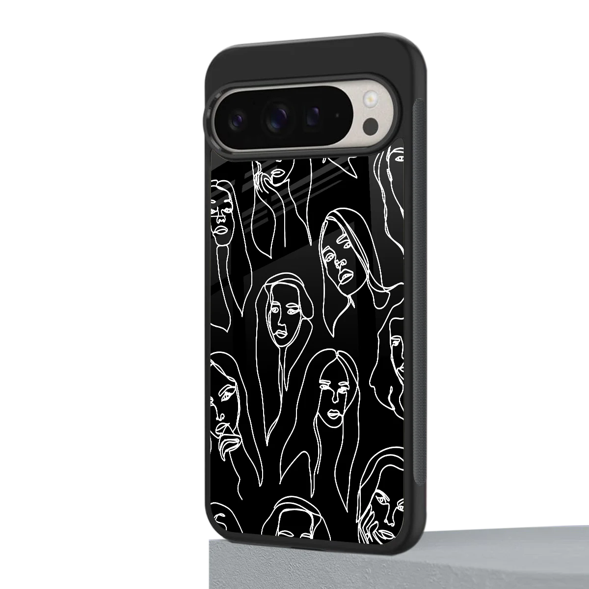 Many Faces Black google pixel 9 pro mobile cover | shockproof glass phone case