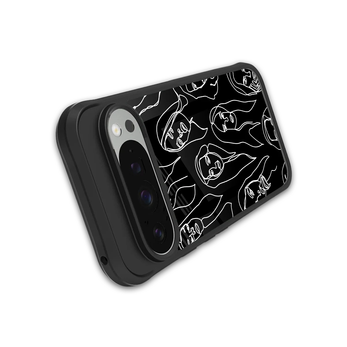 Many Faces Black stylish phone case for google pixel 9 pro | glossy glass and slim fit