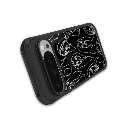 Many Faces Black stylish phone case for google pixel 9 pro | glossy glass and slim fit