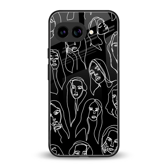 Many Faces Black back phone cover | glass case for google pixel 9a