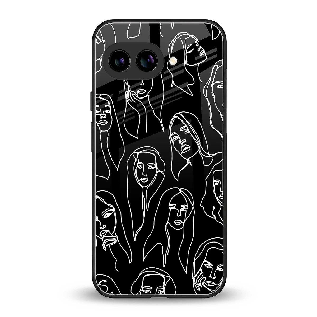 Many Faces Black back phone cover | glass case for google pixel 10a