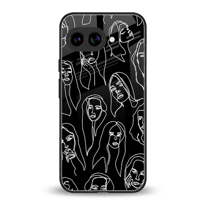 Many Faces Black back phone cover | glass case for google pixel 10a