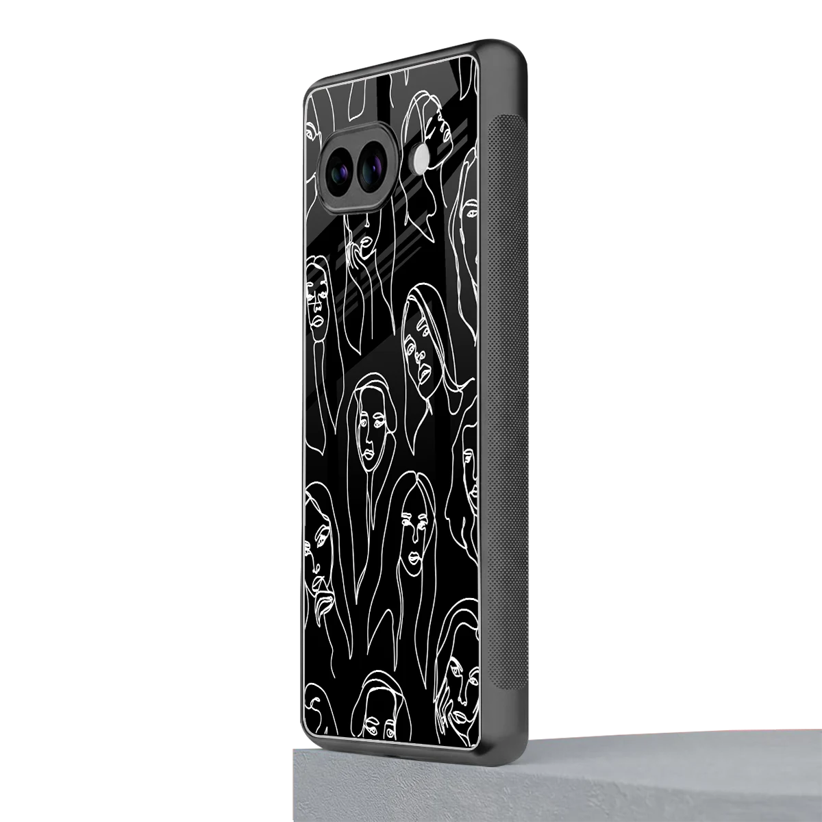 Many Faces Black google pixel 10a mobile cover | shockproof glass phone case
