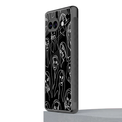 Many Faces Black google pixel 10a mobile cover | shockproof glass phone case