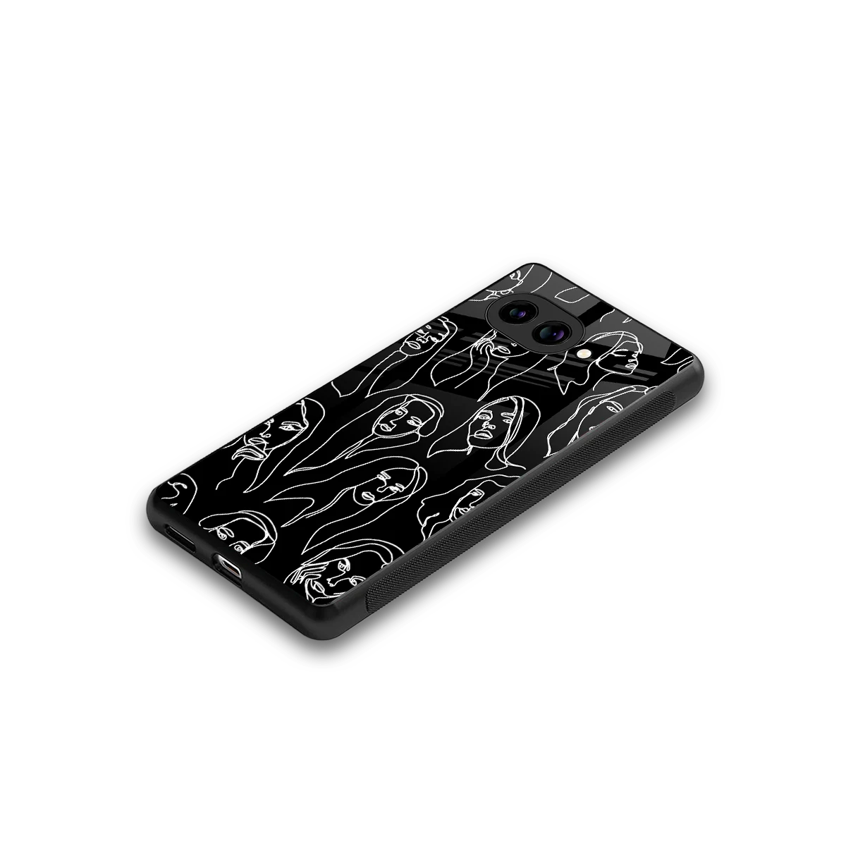Many Faces Black stylish phone case for google pixel 10a | glossy glass and slim fit