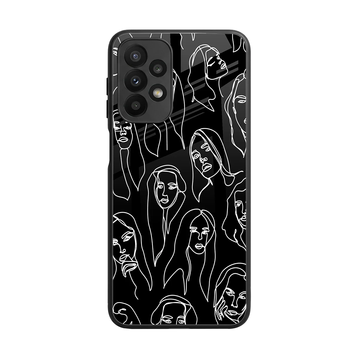 Many Faces Black back phone cover | glass case for samsung galaxy a23