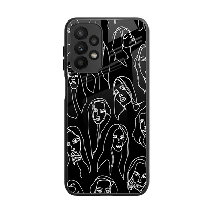 Many Faces Black back phone cover | glass case for samsung galaxy a23