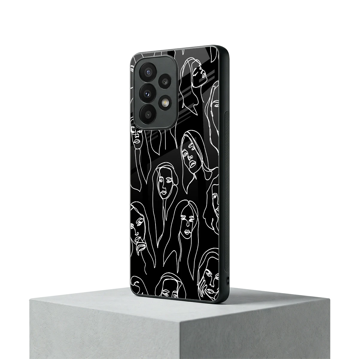 Many Faces Black samsung galaxy a23 mobile cover | shockproof glass phone case